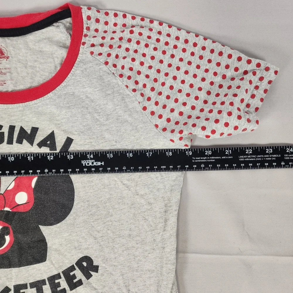 Disney Minnie Mouse Original Mouseketeer Pajama Set Grey Red Polka Dot Womens M